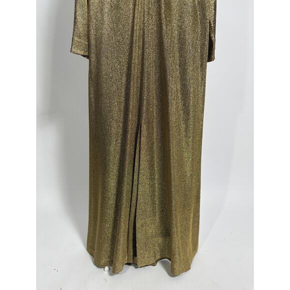 1970s Halston Metallic Gold Lurex Caftan Dress - Picture 4 of 9